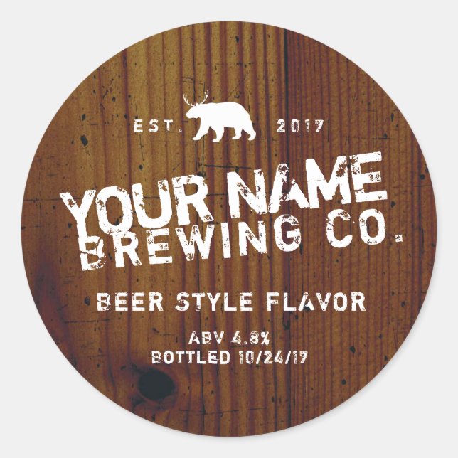 Personalisierte rustikale Labels - Fügen Sie Ihre  Runder Aufkleber (Vorderseite)