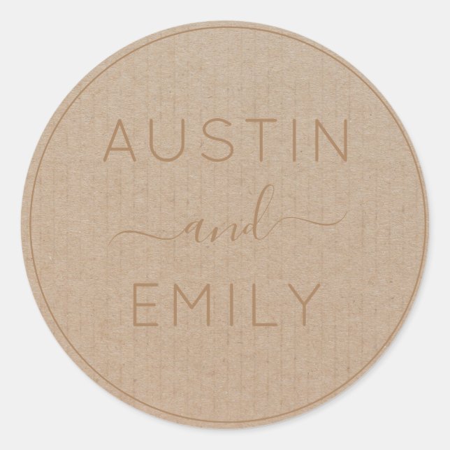 Personalisierte rustikale moderne Boho Wedding Kra Runder Aufkleber (Vorderseite)