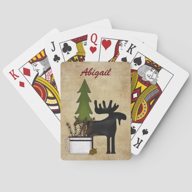 Personalisierte Rustikale Moose Playing Cards Spielkarten (Rückseite)