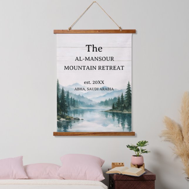 Personalisierte rustikale Naturlandschaftswandkuns Wandteppich Mit Holzrahmen (Schlafzimmer)