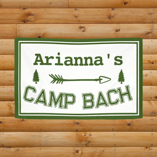 Personalisierte rustikale Retro Camp Bach Arrow gr Banner (Personalizes Rustic Retro Camp Bach Banner)