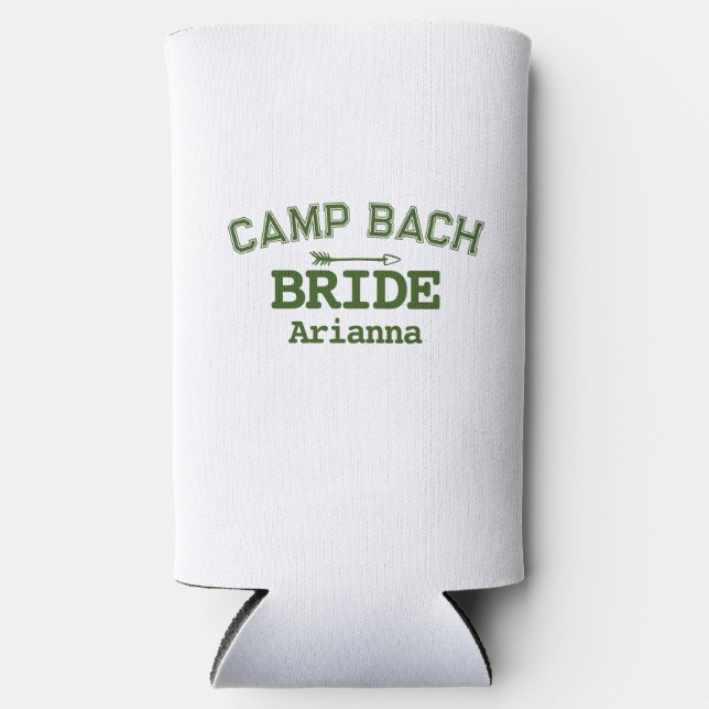 Personalisierte rustikale Retro Camp Bach Weiß Grü Selters Dosenkühler (Vorderseite)