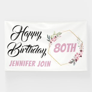 Personalisierte rustikale rosa Blume Geburtstag Banner