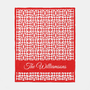 Personalisierte rustikale rote Weihnachtsgeometrie Fleecedecke