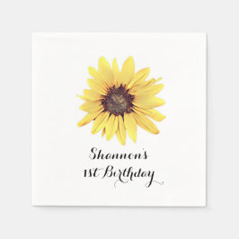 Personalisierte Rustikale Sonnenblume Geburtstagsp Serviette