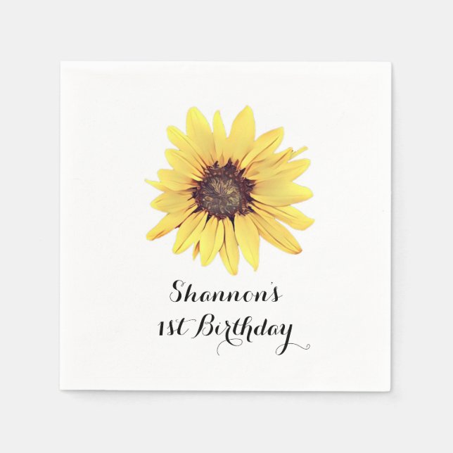 Personalisierte Rustikale Sonnenblume Geburtstagsp Serviette (Vorderseite)