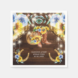 Personalisierte Rustikale Stiefel Blumenzellenleuc Serviette