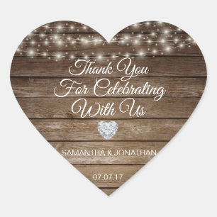 Personalisierte Rustikale Strandlichter Herz-Aufkleber