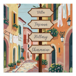 Personalisierte rustikale Wegweiser - Vintage Fami Poster