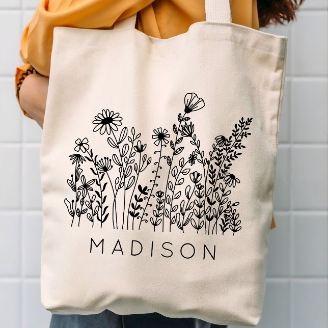 Personalisierte rustikale Wildblumen-Taschentücher Tragetasche (Bridesmaid proposal gifts & favor boxes, Bachelorette party gifts & bride squad sets, Bridal shower)