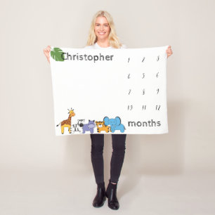 Personalisierte Safari Baby-Meilenstein-Monate Fleecedecke