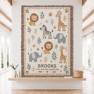 Personalisierte Safari-Baby-Webdecke  Decke