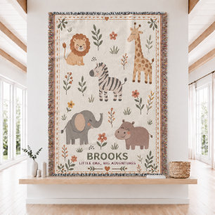 Personalisierte Safari-Baby-Webdecke  Decke