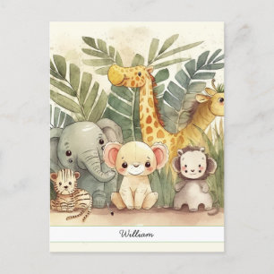 Personalisierte Safari-Jungle-Tiere Postkarte