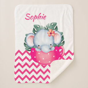 Personalisierte Safari-Tiere in einem Cup-Baby-Bla Sherpadecke