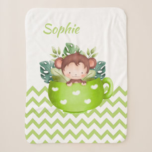 Personalisierte Safari-Tiere in einem Cup-Baby-Bla Sherpadecke