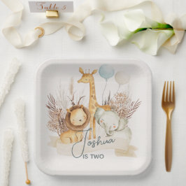 Personalisierte Safari-Tiere Papier-Teller Pappteller