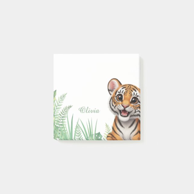 Personalisierte Safari-Tiger-Haftnotizen Post-it Klebezettel (Vorderseite)