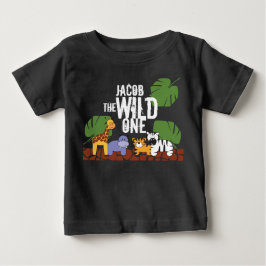 Personalisierte Safari WILD EIN 1. Geburtstag Baby T-shirt