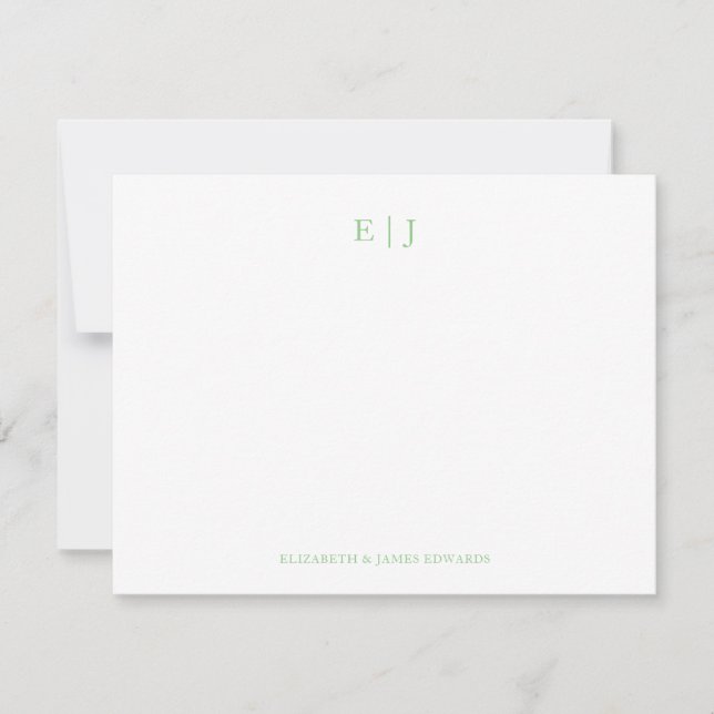 Personalisierte Sage Green Monogram Couple Initial Mitteilungskarte (Vorderseite)