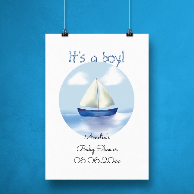 Personalisierte Sailboat Boys Kinderdusche Fotodruck (Von Creator hochgeladen)