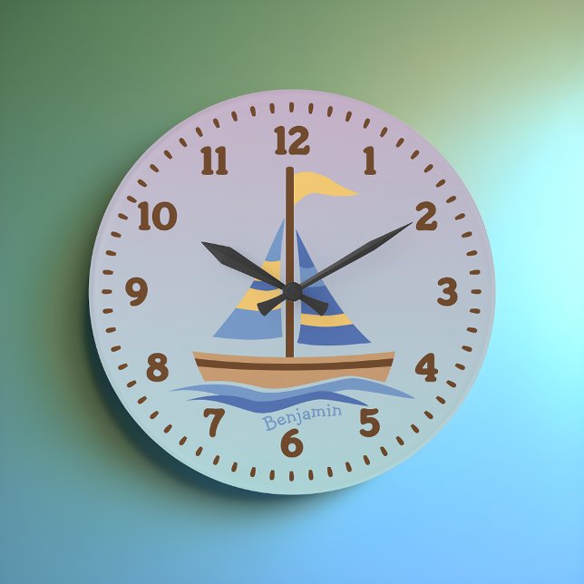 Personalisierte Sailboat Wall Uhr für Kinderzimmer (Von Creator hochgeladen)