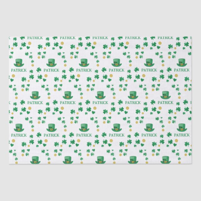 Personalisierte Saint Patricks Leprechaun Clover Seidenpapier (Vorderseite)