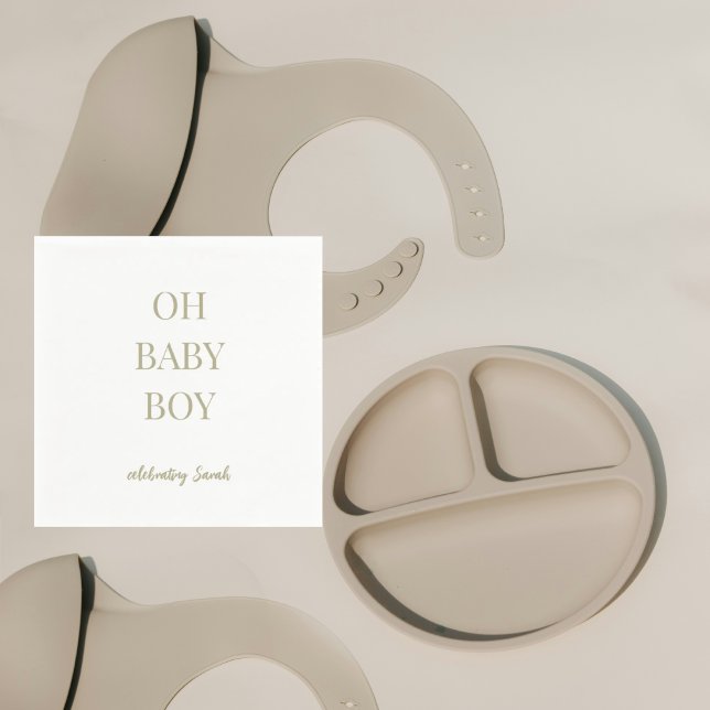 Personalisierte Salbeigrüne Babyshow für Jungen Serviette (Von Creator hochgeladen)