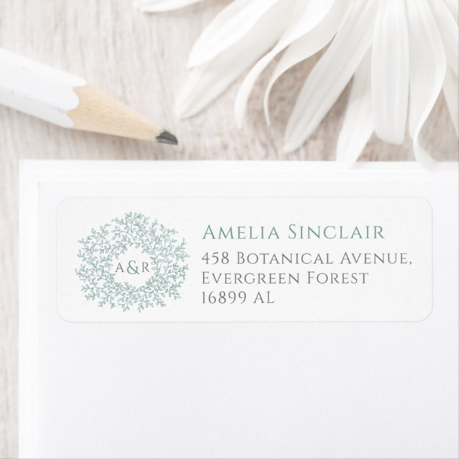 Personalisierte salbeigrüne Hochzeit-Rücksendeadre (Insitu)