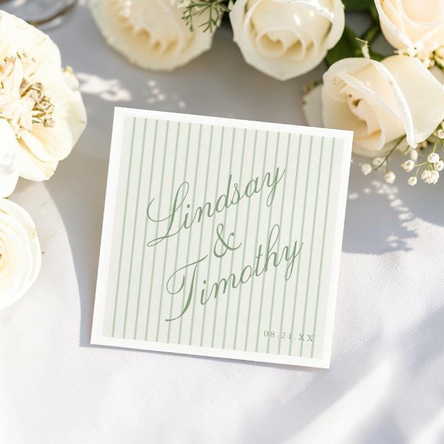 Personalisierte Salbeigrüne Hochzeitsservietten Serviette (Von Creator hochgeladen)