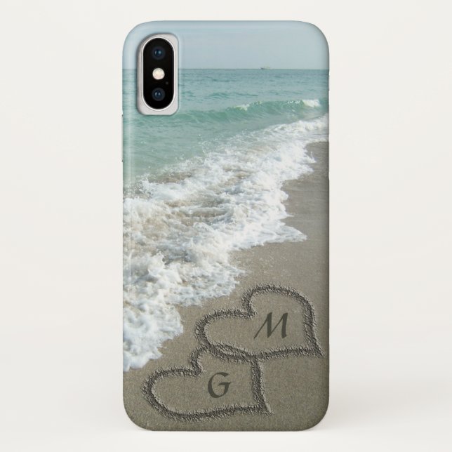 Personalisierte Sand-Herzen auf dem Strand Case-Mate iPhone Hülle (Rückseite)