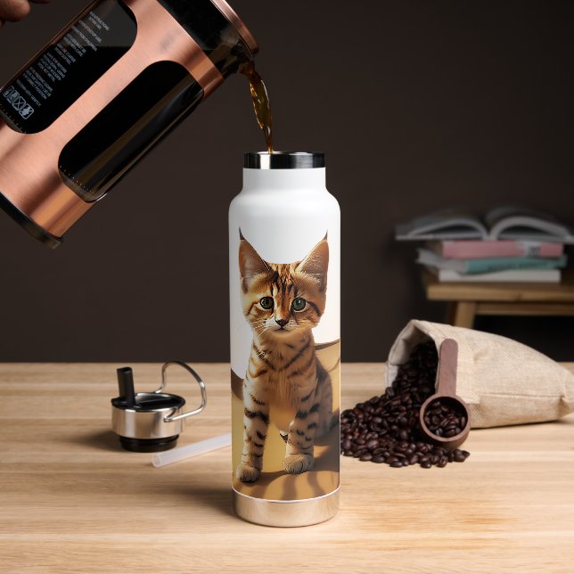 Personalisierte Sandkatze Trinkflasche (Kaffee)