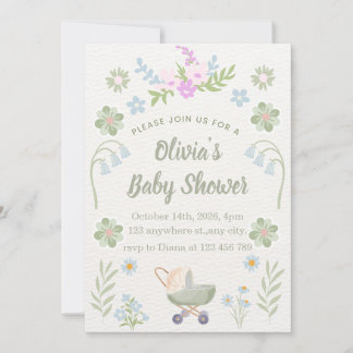 Personalisierte sanfte florale Babyparty-Einladung Einladung