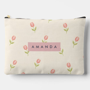 Personalisierte sanfte Pastell-Rosa Tulpe Zubehörtasche