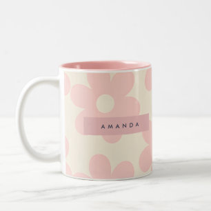 Personalisierte sanfte rosa Gänseblümchenblüte Zweifarbige Tasse