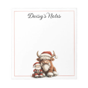Personalisierte Santa and Highland Kuh Notizblock