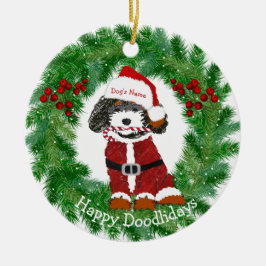 Personalisierte Santa Bernedoodle Keramik Ornament