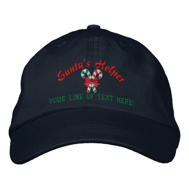 Personalisierte Santa Helper Candy Canes Bestickte Baseballkappe (Vorderseite)