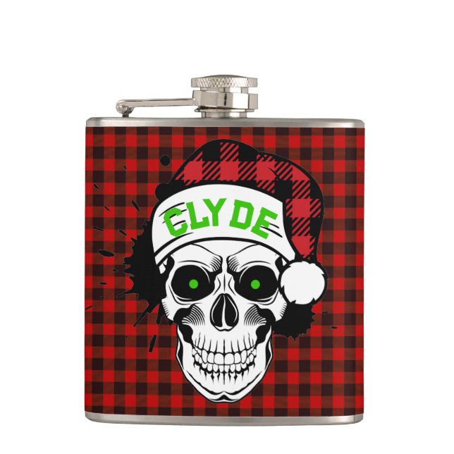 Personalisierte Santa Skull-Flasche Flachmann (Vorderseite)