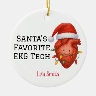 Personalisierte Santa's EKG Tech Keramik Ornament
