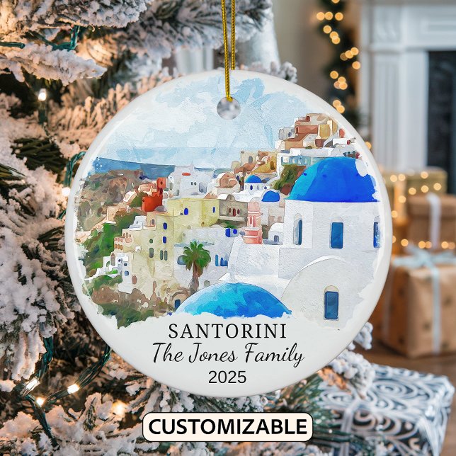 Personalisierte Santorin-Ornament, Griechenland Keramik Ornament (Von Creator hochgeladen)