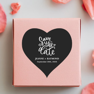 Personalisierte saubere schwarze Hochzeit Save the Herz-Aufkleber