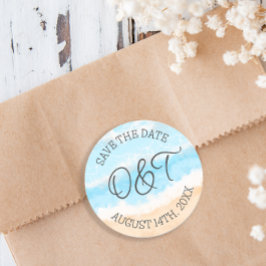 Personalisierte Save the Date Küstenhochzeit Runder Aufkleber