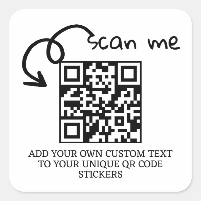 Personalisierte, scannable Website mit QR-Code Quadratischer Aufkleber (Vorderseite)