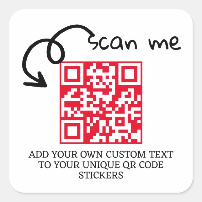Personalisierte, scannable Website mit QR-Code Quadratischer Aufkleber (Vorderseite)