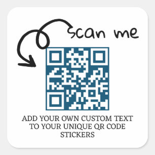 Personalisierte, scannable Website mit QR-Code Quadratischer Aufkleber