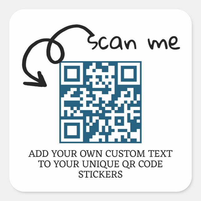 Personalisierte, scannable Website mit QR-Code Quadratischer Aufkleber (Vorderseite)