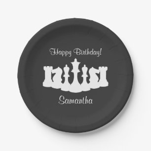 Personalisierte Schachfiguren Queen Birthday Pappteller