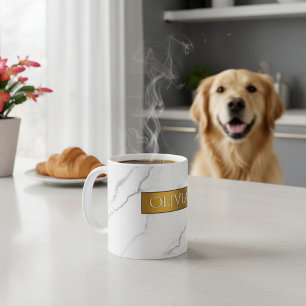 Personalisierte Schicke Marmor- und Gold-Namen-Kaf Kaffeetasse