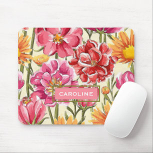 Personalisierte schicke Wasserfarben-Blumenmuster Mousepad